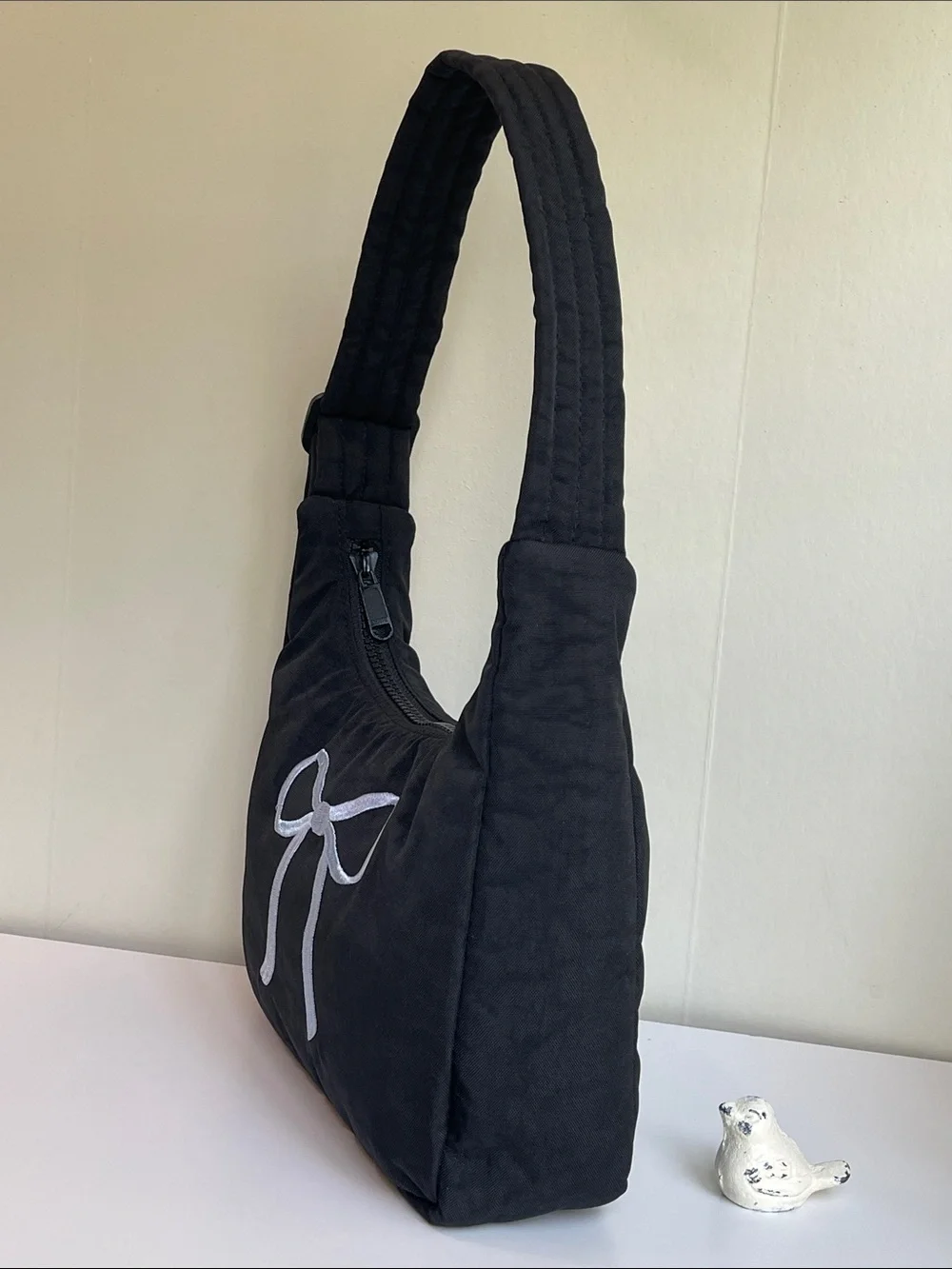 BAGGU UO Exclusive Embroidered Bow Mini Nylon Shoulder Bag